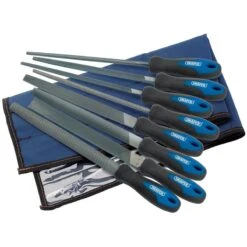 Draper 8106B/8 Soft Grip Engineer's File And Rasp Set, 200mm, Blue (8 Piece) - (44961)