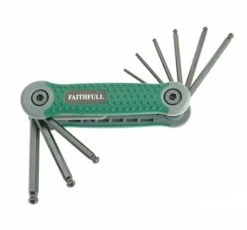 Faithfull Folding Hex Key Set 9 Ball End Imperial (5/64 - 1/4in) - Key Hexagon Set