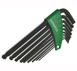 Faithfull Hexagon Key Set 9 Piece Long Arm Ball End Imperial (5/64-3/8in) - 9 Piece Set