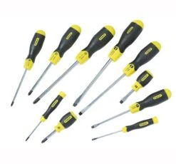Stanley Cushion Grip Screwdriver Set Flared / Pozi 10 Piece - 10 Piece Set