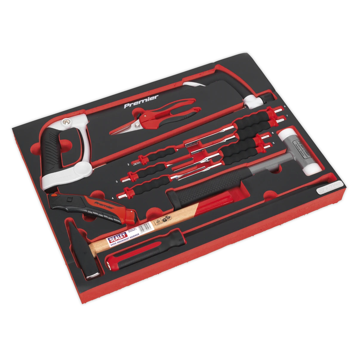 Sealey TBTP06EU Tool Tray With Hacksaw, Hammers & Punches 13pc