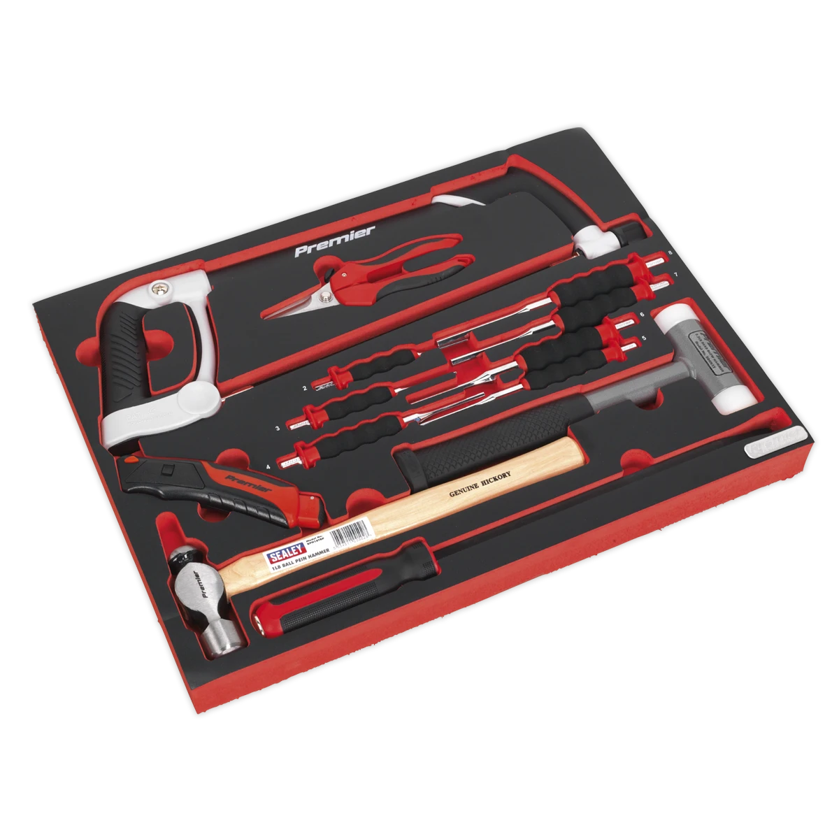 Sealey TBTP06UK Tool Tray With Hacksaw, Hammers & Punches 13pc