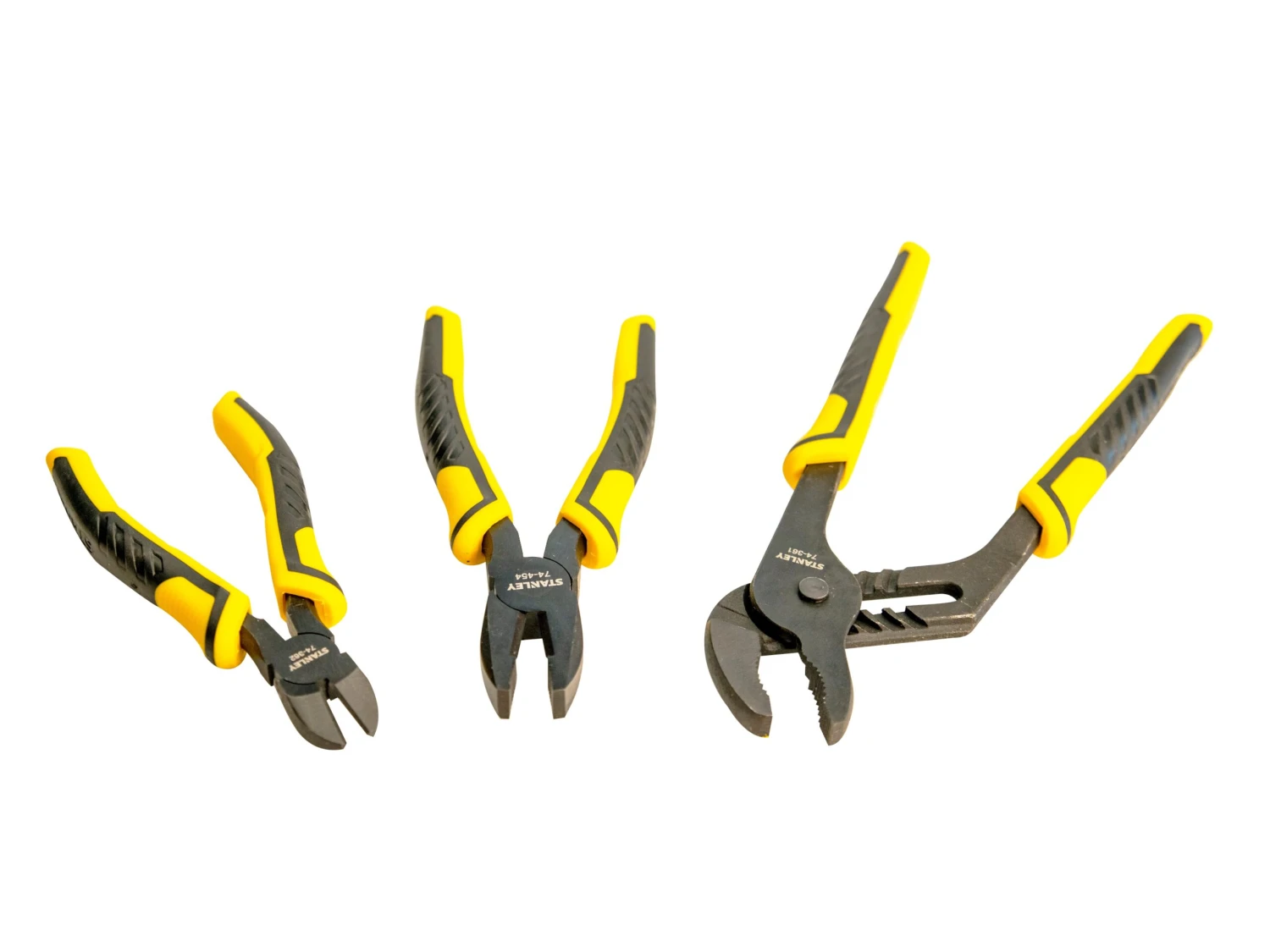 Stanley 3 Piece DynaGrip™ Plier Set - 250mm (10in) Waterpump, 180mm (7in) Combi & 160mm (6in) Side Cutters - STA074472